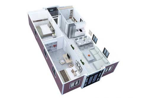 40ft house with three bedrooms